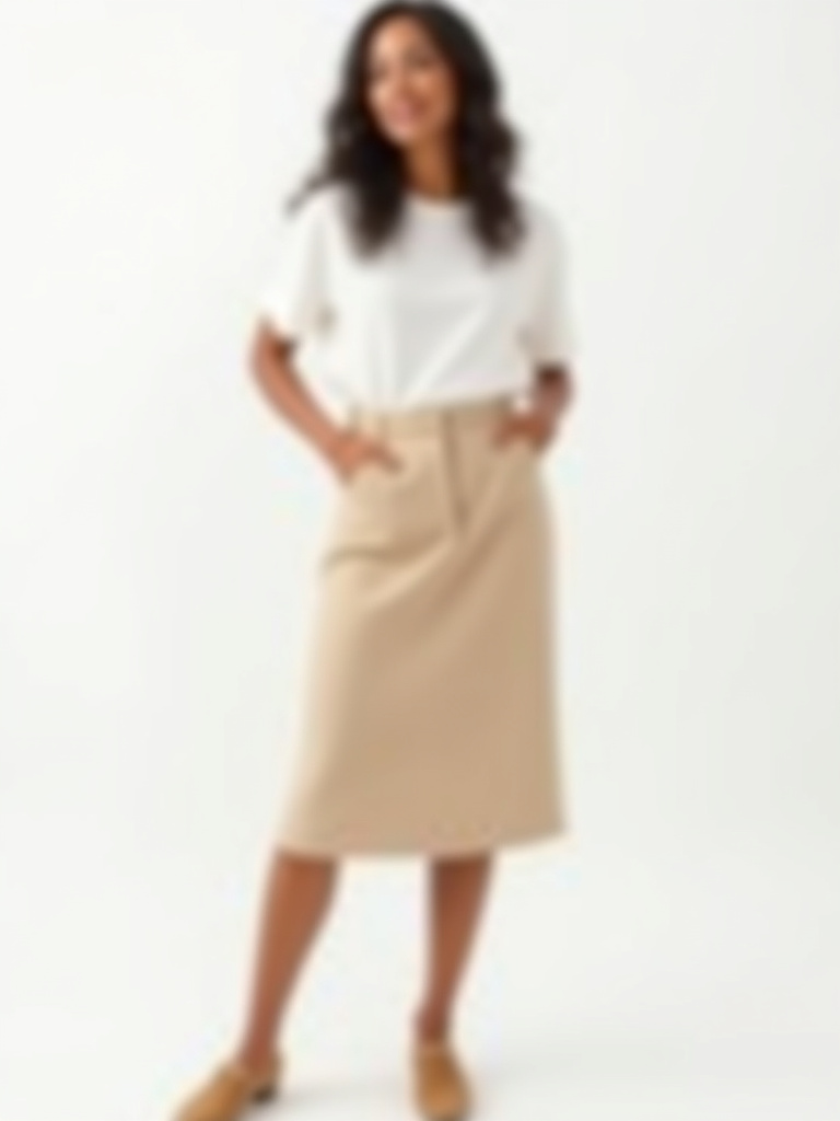 Jupe beige plissée